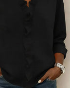 Indie Ruffle Blouse with V-Neck & Long Sleeves - Additional View 4
